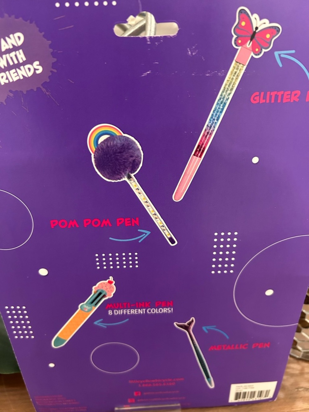 Novelty Pens Set - Rainbow Butterfly, Pom Pom, Ice Cream & Mermaid - Picture 5 of 6